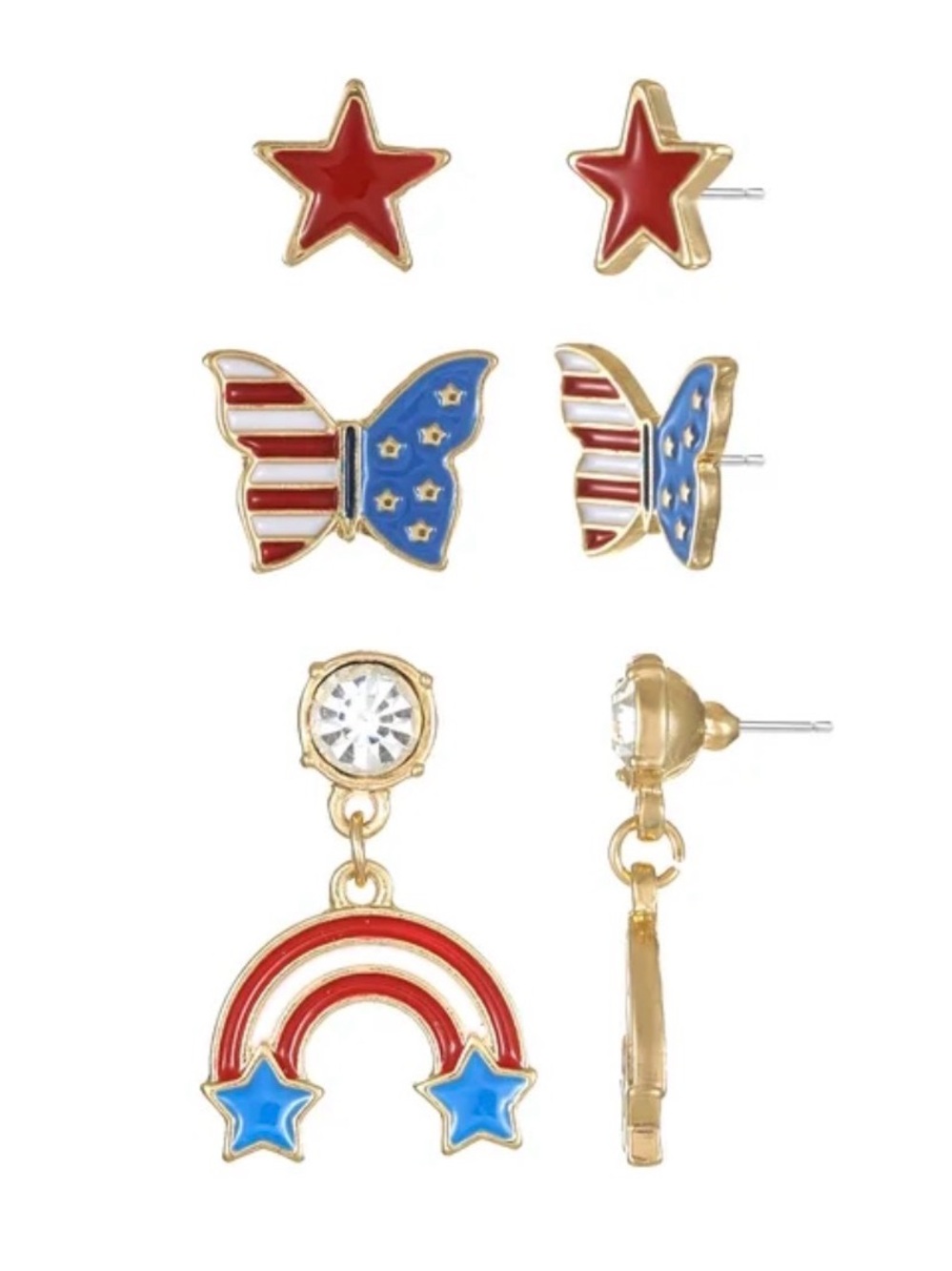 ✨ 🇺🇸NWT Oh My Stars Charming Red, White, & Blue Theme Earring Collection– 4 Pair - Picture 10 of 17